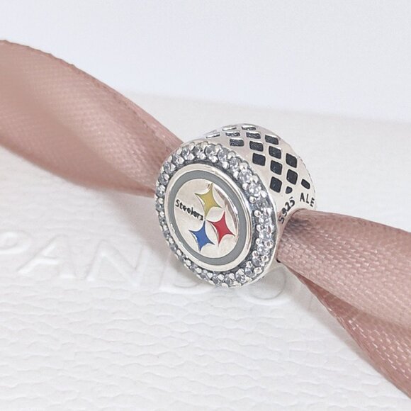 Pandora Pittsburgh Steelers NFL Logo Charm Bead S925 Silver with box - Picture 8 of 8